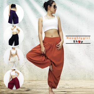 Thai Cotton Harem Pants for Women, Boho Clothing, Baggy Trouser, Maxi Lounge Pants, Aladdin Pants, Stonewashed Cotton Trouser, PT001