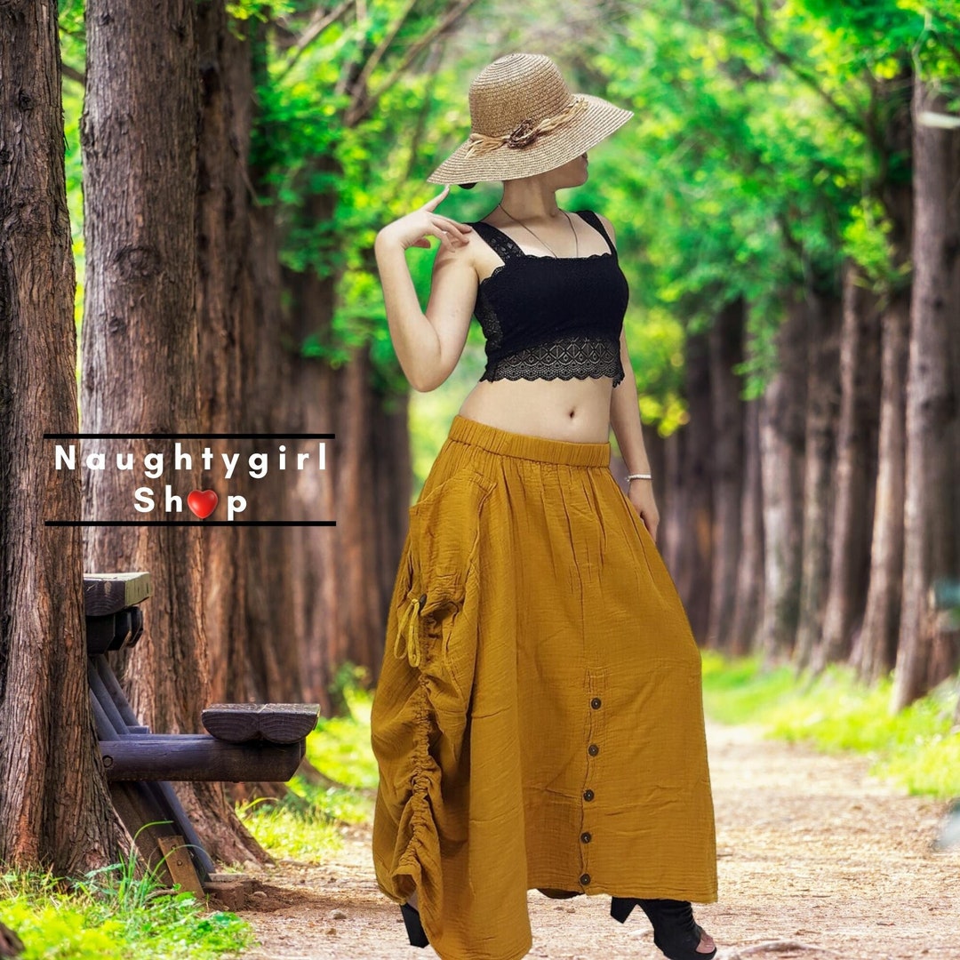 PST7 Women Clothing,double Cotton Skirts,pants Long Skirts,comfy