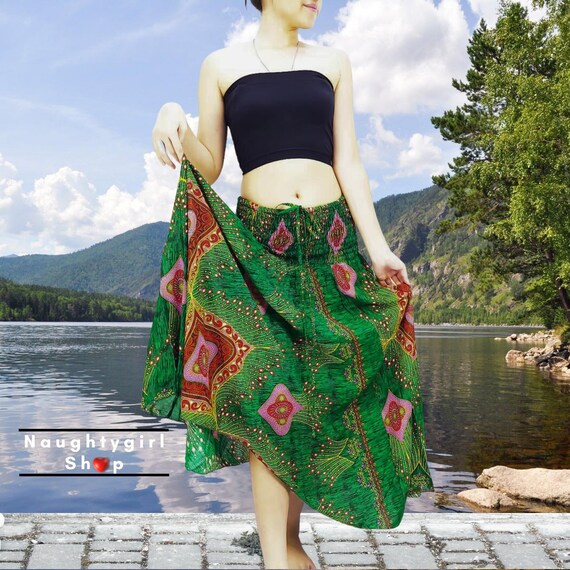 Vetements femme robe longue robe gitane jupe robe rayonne robe jupe boheme robe hippie robe de plage d ete jupe longue vetements vert DS52 Etsy France