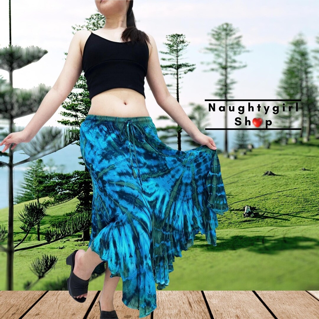Blue Waves Tie-Dye Skirt