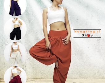 Thai Cotton Harem Pants for Women, Boho Clothing, Baggy Trouser, Maxi Lounge Pants, Aladdin Pants, Stonewashed Cotton Trouser, PT001