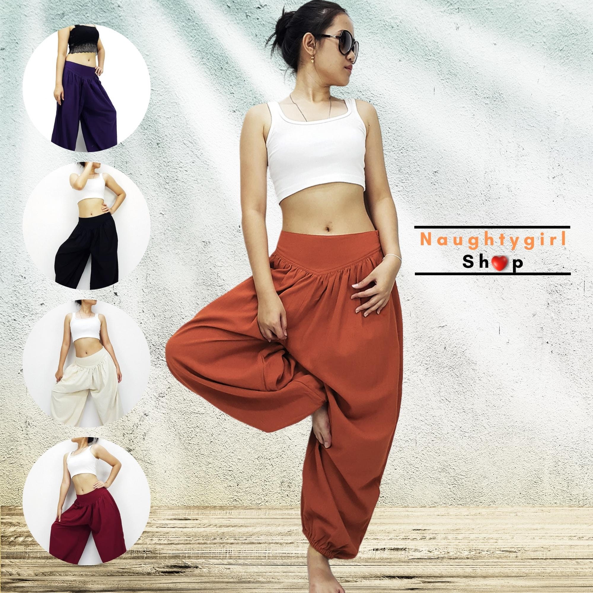 Black/Red Colour Short Harem Pants