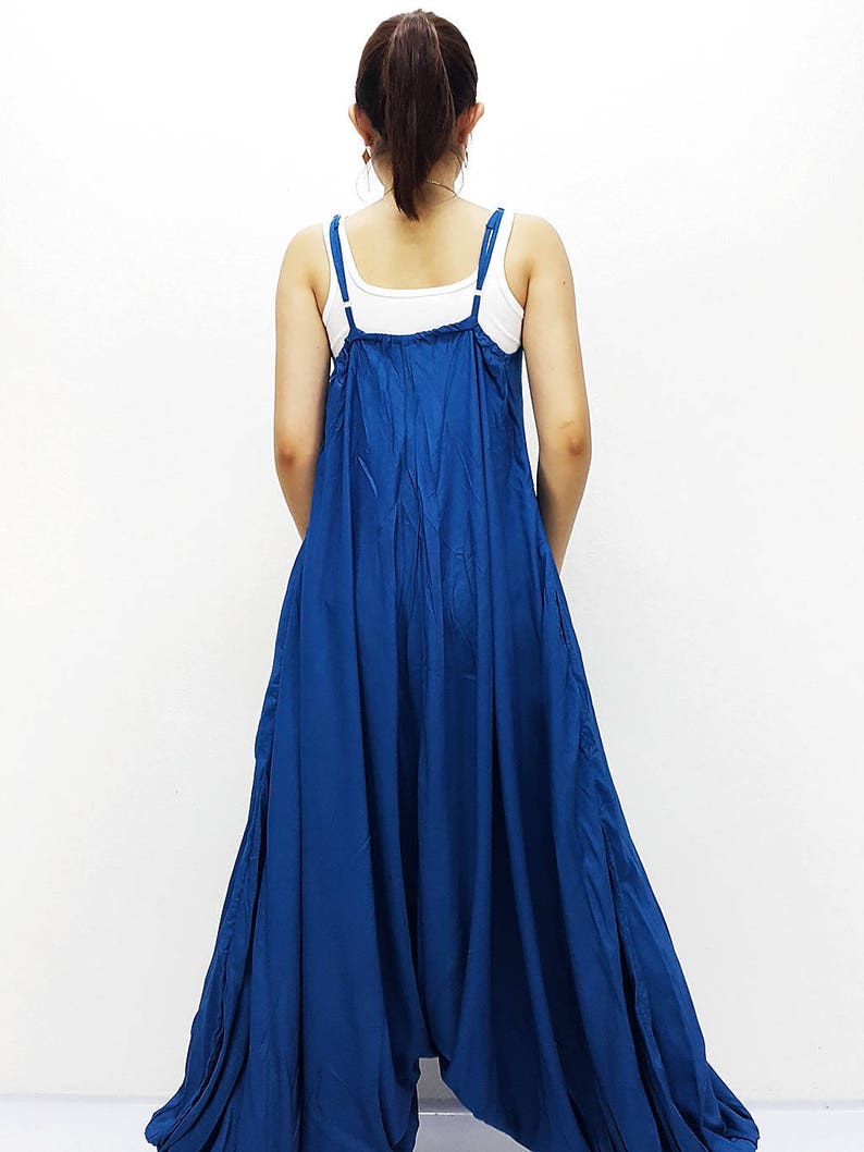 Boho Jumpsuit Loose Jumpsuit LRJ6-5 Rayon Jumpsuits Jumpsuit Harem Jumpsuit Ocean Blue-Purple Amber Jumpsuit Drop Crotch Romper