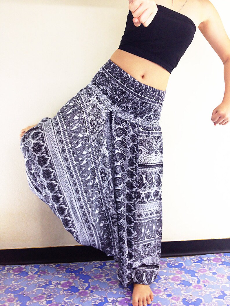 HP91 Harem Pants Women Yoga Pants Drop Crotch Aladdin Pants Maxi Pants Boho Pants Jumpsuits /& Rompers Harem Trousers Clothing Black White