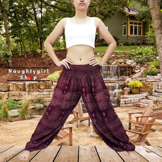 Buy Lu's Chic Women's Thai Harem Pants Bohemian Yoga Pants Indian Loose  Summer Boho Hippie Pants, A-style3, 6-8 at Amazon.in