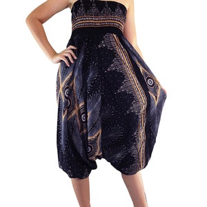 Gorgeous black harem trouser come with peacock feather pattern and useable two side pockets with secure rope.