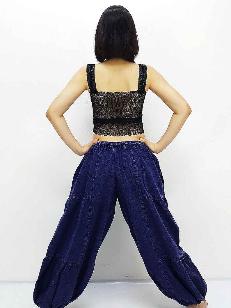 Blue Harem Pants Bleached Cotton Pants Unisex Pants Aladdin Pants Maxi Pants Baggy Pants Gypsy Pants Trouser Cotton Pants Boho Pants LCT7