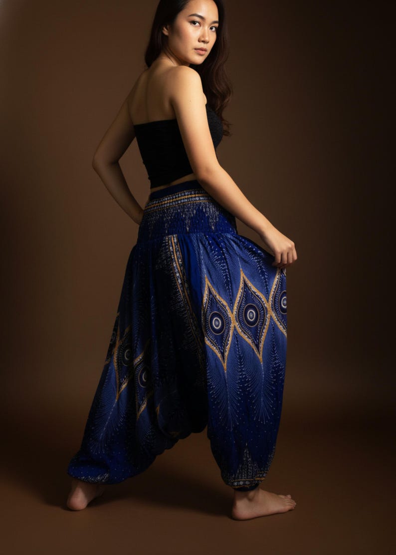 Pikalda-Peacock Rayon Harem Pants: Comfy Boho Hippie Loungewear HP28 image 12