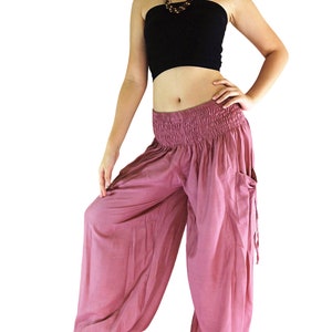 Sarouel femme,Vêtements bohèmes,Pantalon hippie,Pantalon de yoga,Pantalon Aladdin,Pantalon de détente,Rayonne,Viscose,Pantalon confortable, TC45 TC23 Pink Rose