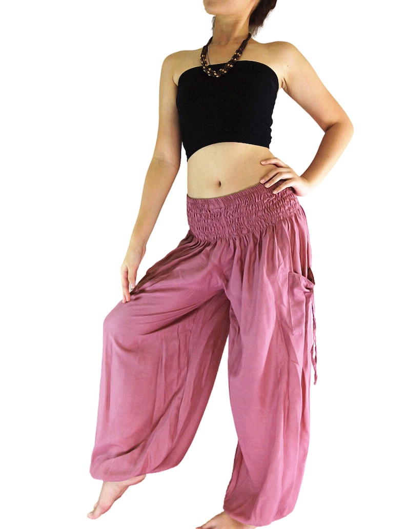 Sarouel femme,Vêtements bohèmes,Pantalon hippie,Pantalon de yoga,Pantalon Aladdin,Pantalon de détente,Rayonne,Viscose,Pantalon confortable, TC45 TC23 Pink Rose