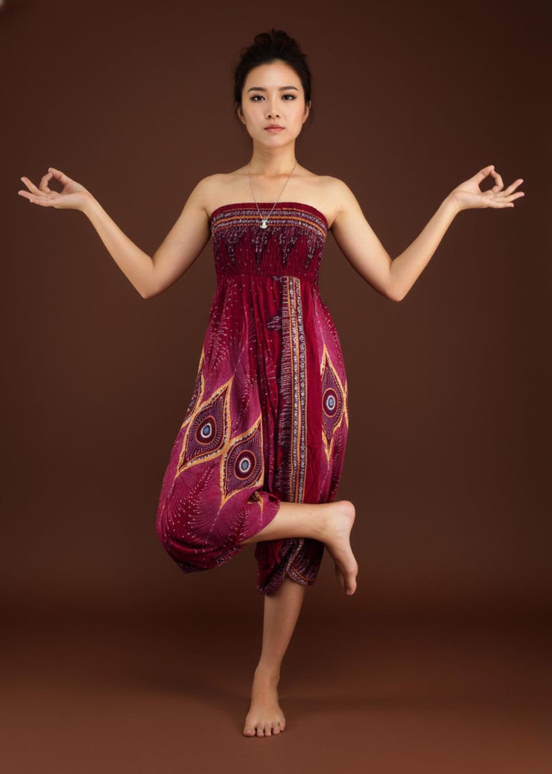 Pikalda-Peacock Rayon Harem Pants: Comfy Boho Hippie Loungewear HP28 image 3
