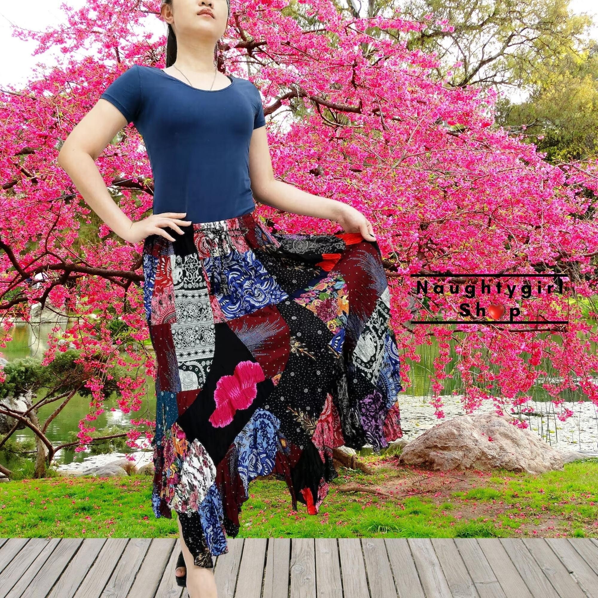 Patchwork Skirt Women Maxi Skirt,Gypsy Skirt,Rayon Skirt,Boho Skirt,Hippie Skirt,Summer Beach Skirt Comfy Skirt Bohemian Skirt,Unique PWS9