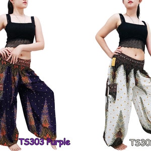 Women Trouser,Thai Pants,Yoga Pants,Aladdin Pants,Thai Pants Boho Pants,Gypsy Pants,Rayon Pants,Clothing Trouser Petrol Green TS299 image 7