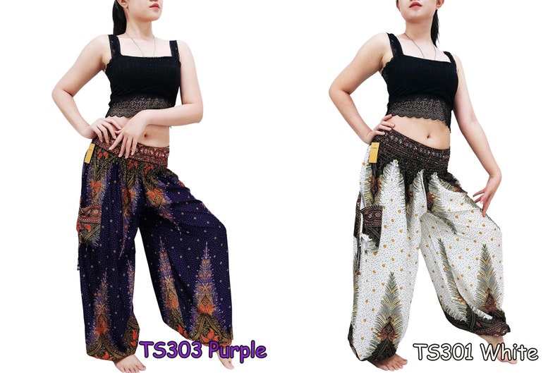 Women Trouser,Thai Pants,Yoga Pants,Aladdin Pants,Thai Pants Boho Pants,Gypsy Pants,Rayon Pants,Clothing Trouser Petrol Green TS299 image 7