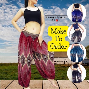 Harem Pants Women more Peacock Color more Size even Kids Size for a family cloth set with Aladdin Hippie Trouser Loungewear -MAKE TO ORDER-