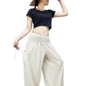 Off White Hemp Harem Pants Women,Yoga Pants,Aladdin Pants,Maxi Boho Pants,Gypsy Pants,Baggy Pants,Hippie Pants,UnisexHemp Trouser (HHT2)