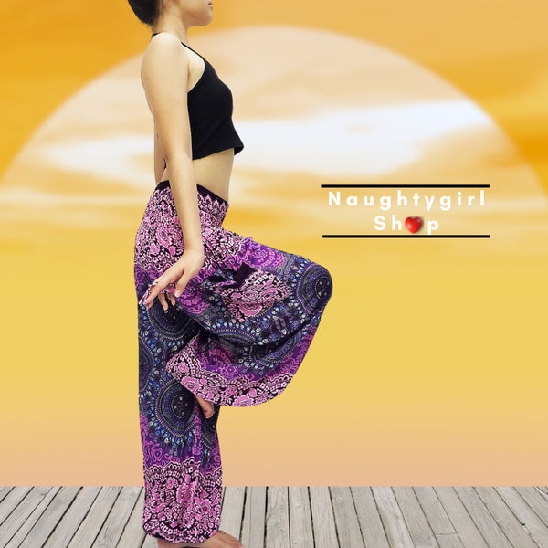 Harem Pants Women Yoga Pants Aladdin Pants Thai Pants Boho Pants Gypsy Pants Rayon Pants Genie Pants Hippie Trouser Hive Purple Pink (TS218)