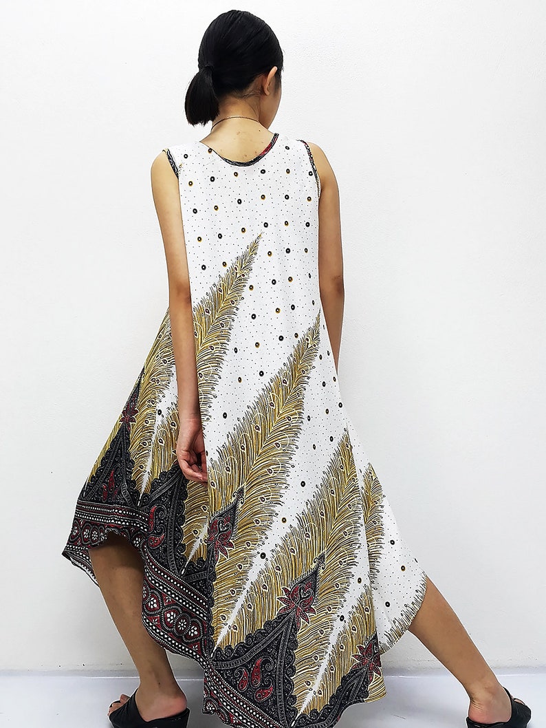 Penny Dress Midi Dress Rayon Dress Boho Dress Hobo Dress Maternity Dress Casual Dress Sleeping Dress Comfy Dress Feather White PND26