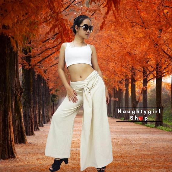 Women's Ivory Wide-Leg Pants