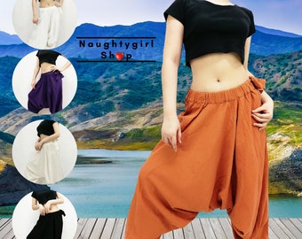 Samurai Pants,Cotton Pants,Unisex Harem Pants,Ninja Pants,Aladdin Pants,Maxi Pants,Drop Crotch Pants,Women Pants Warm Trouser (PH2)