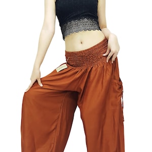 Sarouel femme,Vêtements bohèmes,Pantalon hippie,Pantalon de yoga,Pantalon Aladdin,Pantalon de détente,Rayonne,Viscose,Pantalon confortable, TC45 TC47 Burnt Orange