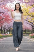 Pikalda-Gray Rayon Harem Pants Women: Comfy Boho Hippie Loungewear Trousers TC45 product logo