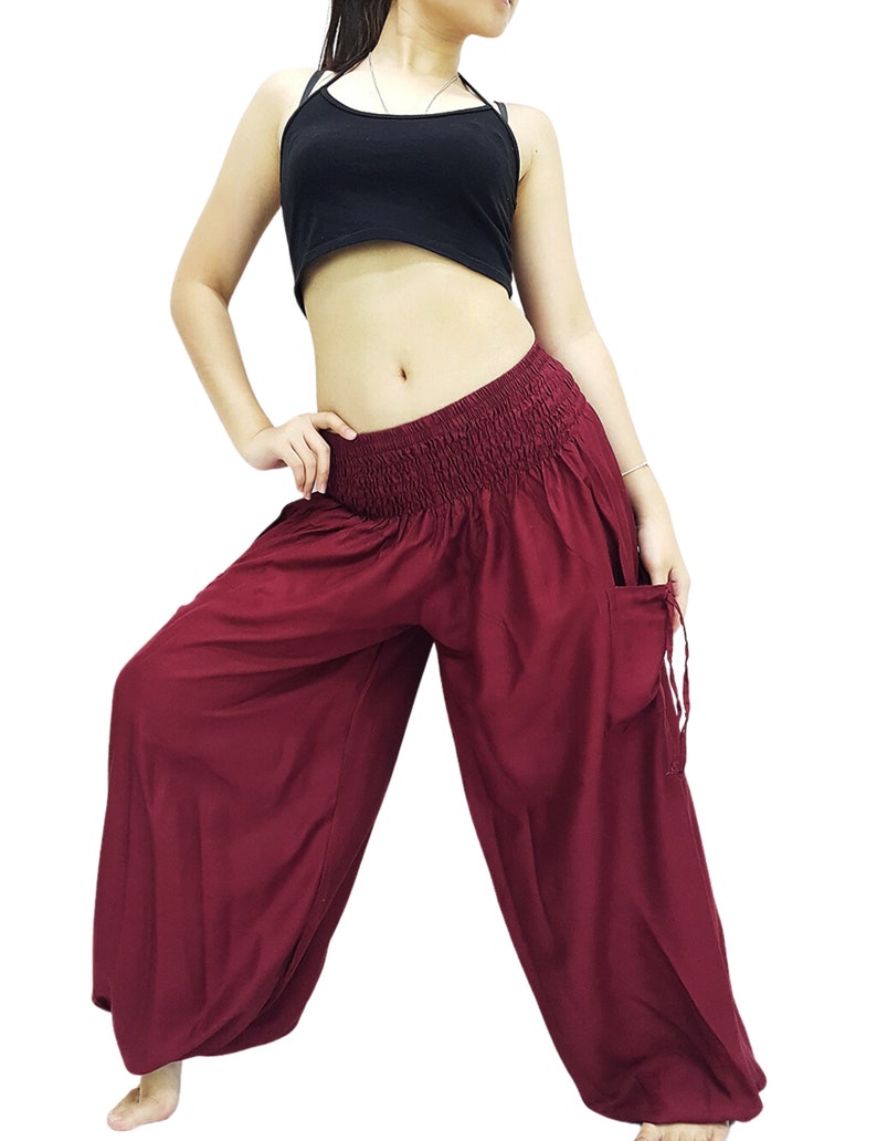 Harem Pants Women,Boho Clothing, Hippie Pants,Yoga Pants,Aladdin Pants,Loungewear Pants,Rayon,Viscose,Comfy Trouser, TC45 TC2 Dark Red