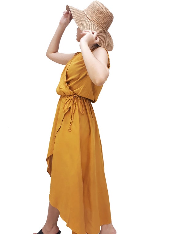 mustard yellow beach dress