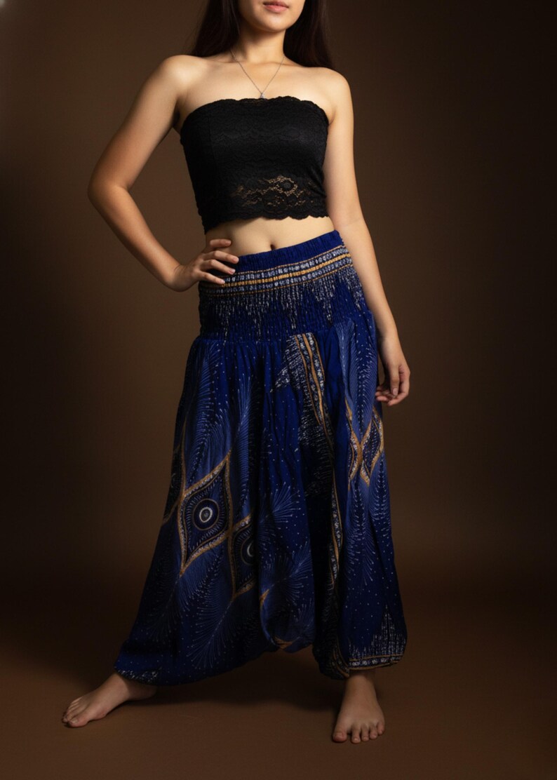 Pikalda-Peacock Rayon Harem Pants: Comfy Boho Hippie Loungewear HP28 image 11