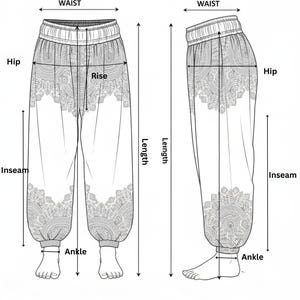 Pikalda-Plus Size Mandala Harem Pants: Teal Comfy Boho Rayon Aladdin Pants TS214 image 4