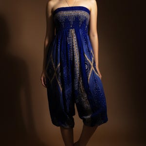 Pikalda-Peacock Rayon Harem Pants: Comfy Boho Hippie Loungewear HP28 Blue