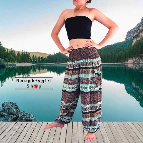 Women Harem Pants Hippie Clothing Drop Crotch Elephant Red - LaFactory