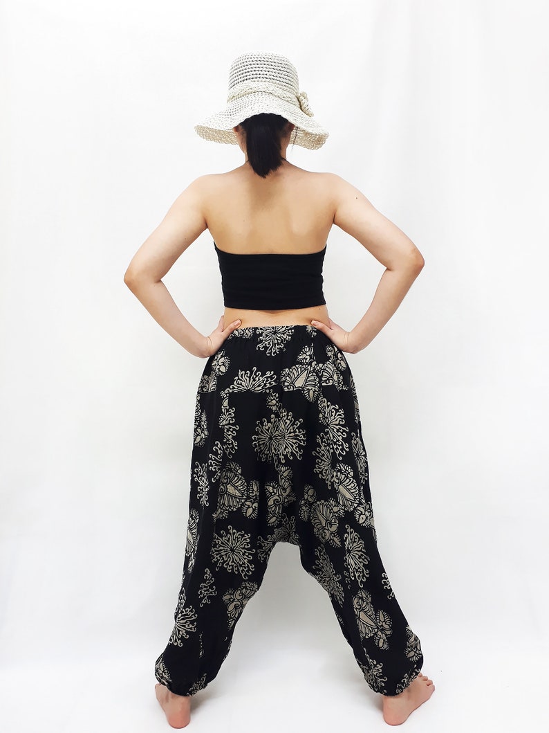 FCH2 Women /& Men Harem Pants Thai Cotton Pants Yoga Pants Drop Crotch Aladdin Pants Maxi Pants Boho Pants Gypsy Pants Roomy Pants Black