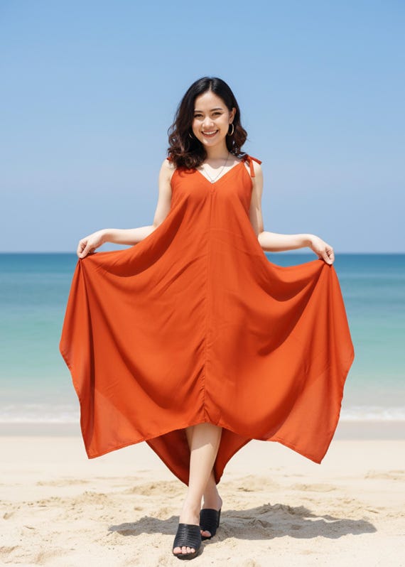 solid color boho dress Lunette Boho Chic Wedding Engagement cotton Dress - One Inclusive Size