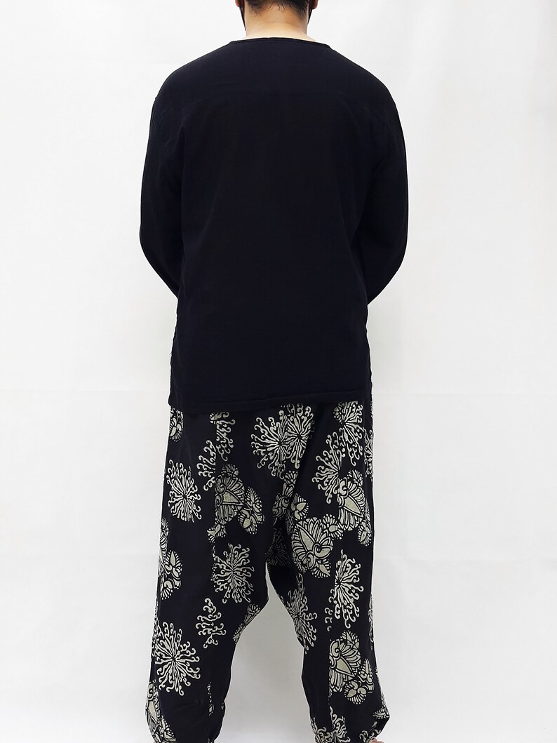 FCH2 Women /& Men Harem Pants Thai Cotton Pants Yoga Pants Drop Crotch Aladdin Pants Maxi Pants Boho Pants Gypsy Pants Roomy Pants Black