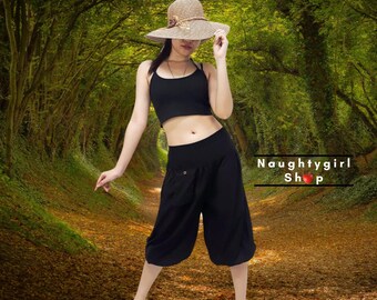 Black Midi Pants Rayon Pants,Women Clothing,Pants Boho Pants,Capris Pants Midi Trouser LRM5