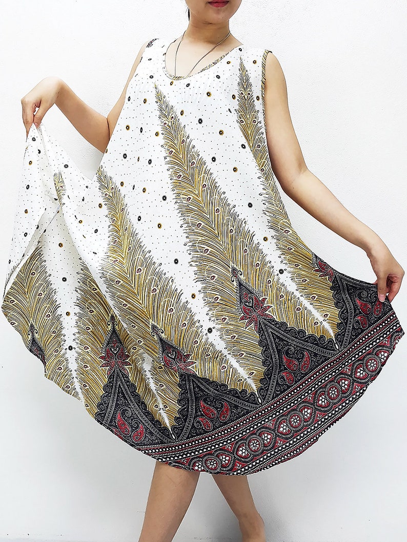 Penny Dress Midi Dress Rayon Dress Boho Dress Hobo Dress Maternity Dress Casual Dress Sleeping Dress Comfy Dress Feather White PND26