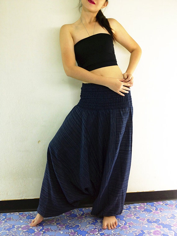 2 in 1 Cotton Maxi Harem Trouser Navy Jumpsuit