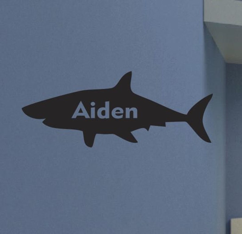 Shark Decal with Name Cutout: Kids Decals Wall Decals | Etsy