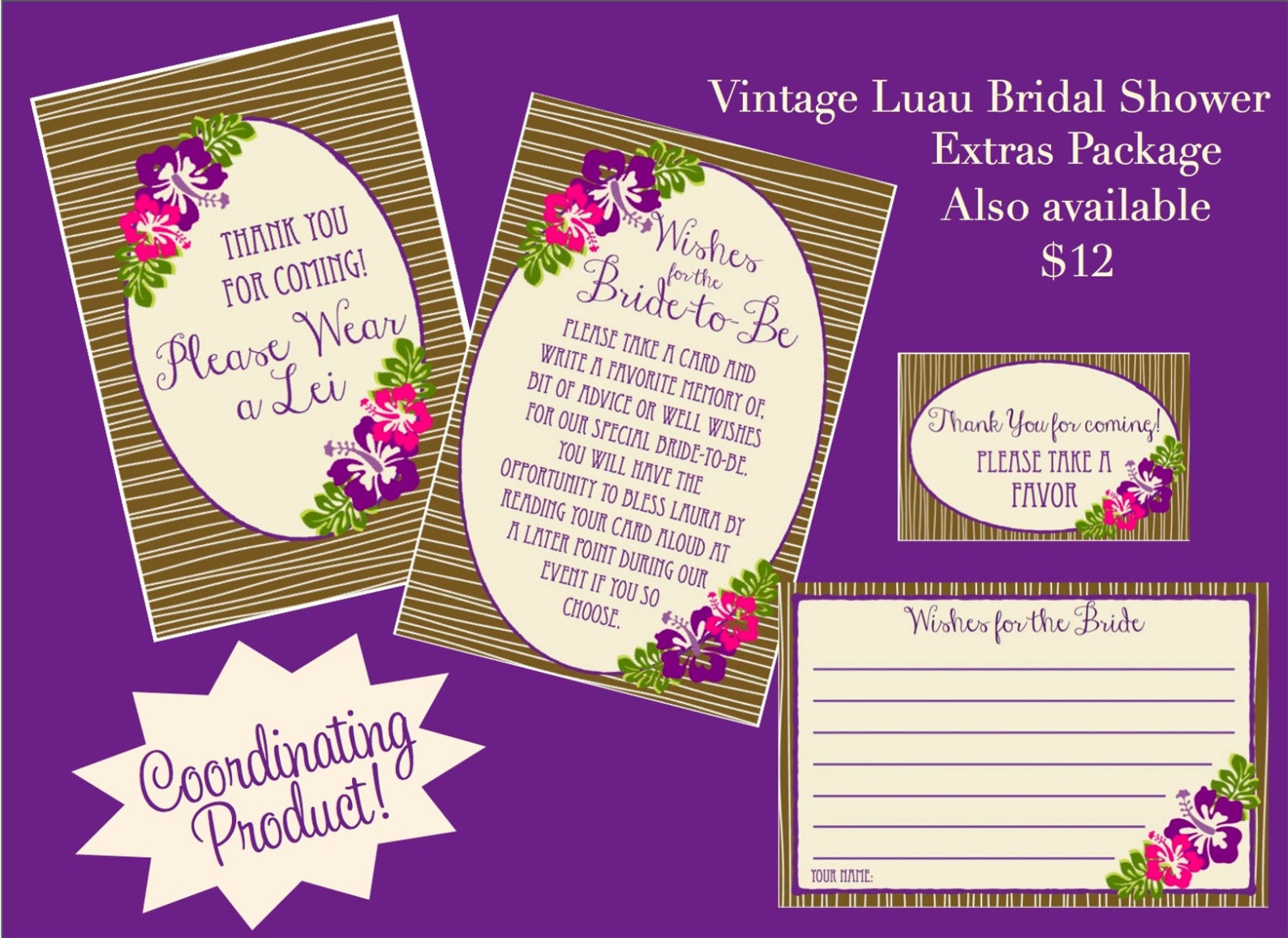 Printable Vintage Hawaiian Luau Food Labels PDF Instant Download - Etsy