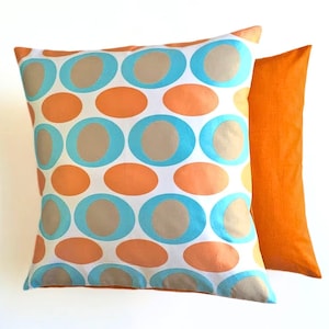Orange and blue silky cushion cover or throw pillow cover, geometric cushion cover throw pillow cover, 14&quot;x14&quot; or 35.5x35.5cm