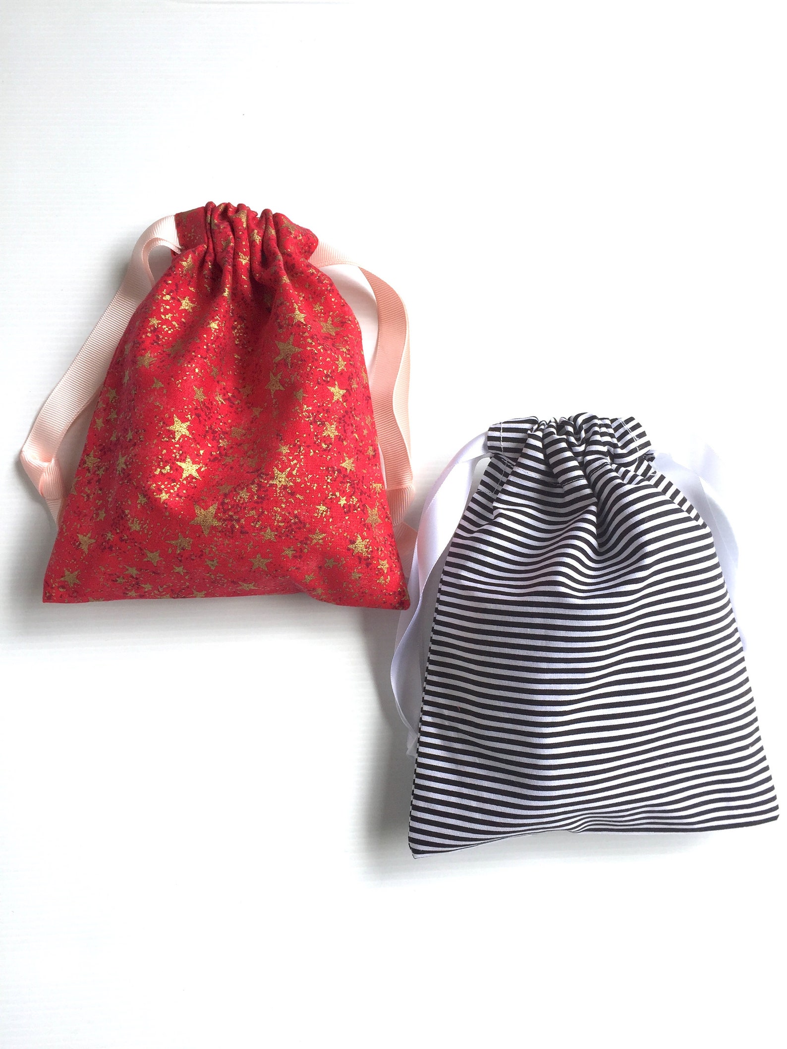 Set of Two Small Gift Bags Stars and Stripes Small Drawstring Etsy