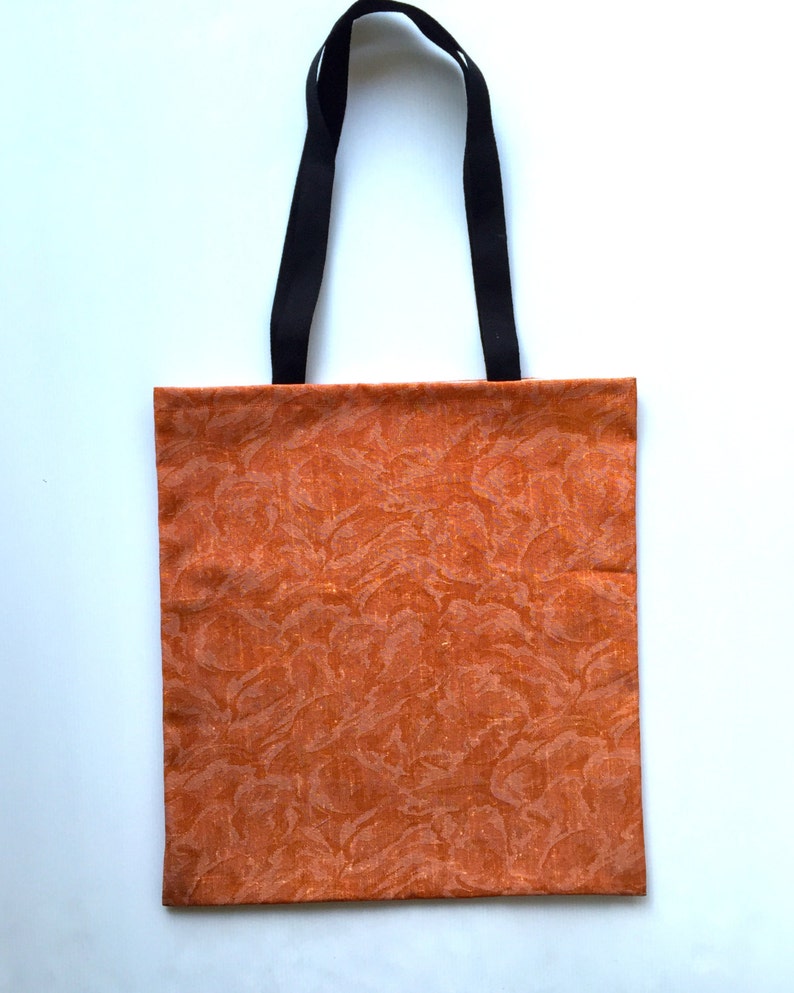 Burnt Orange Tote Bag in Elegant Subtle Floral Fabric - Etsy