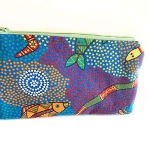 Australian pencil case, animal theme zipper bag, Australian gift, Australiana gift, cute blue pouch, also great for toiletry, travel
