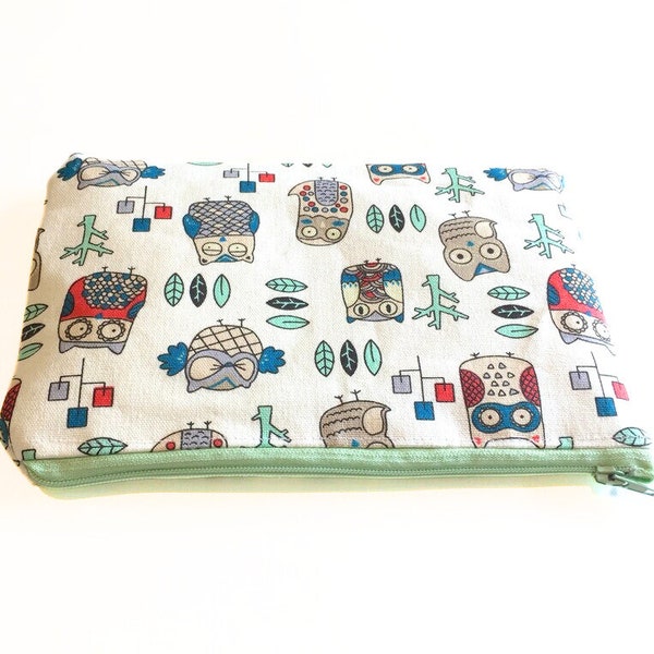 Sac à fermeture éclair vert hibou étui à crayons, étui à crayons animal mignon, trousse de toilette, sac de voyage, sac pour enfant, cadeau pour enfant, retour à l'école