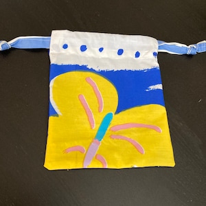 Ken Done Inspired Butterfly Drawstring Bag: Handmade Cotton Storage