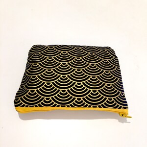 Elegant golden yellow cosmetic bag/zipper pouch for makeup, toiletry, travel, jewellery, as a purse, gift for her