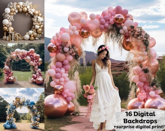 Balloon Arch Digital Backdrop for Canva, Photoshop, Balloon Digital Backdrop Arch Overlay, Maternity digital backdrop, Wedding arch overlay