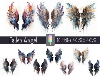 Gothic Angel Wings, Dark Wings, Gothic Wings, Gothic Watercolor Wall Art, Printable Wall Art, Digital Wall Art