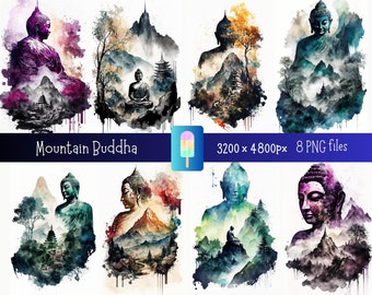 Printable Buddha Wall Art, Digital Wall Art Buddha and Mountains, Mountain Buddha DIY Wall Art, Printable Wall Art PNG Print yourself Buddha